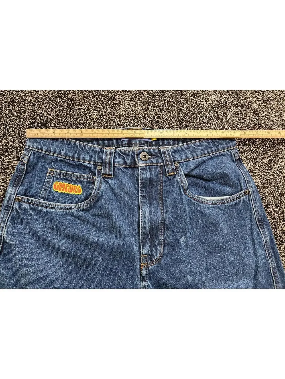 Empyre Relaxed Wide Jeans Men's 32 Blue Denim Baggy Y2K Double Knee Loose Skater